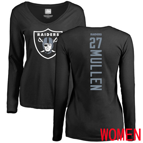 Oakland Raiders Black Women Trayvon Mullen Backer NFL Football #27 Long Sleeve T Shirt